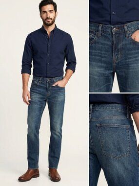 Old Navy Men's Straight Non-Stretch Classic Dark Wash Jeans NWT